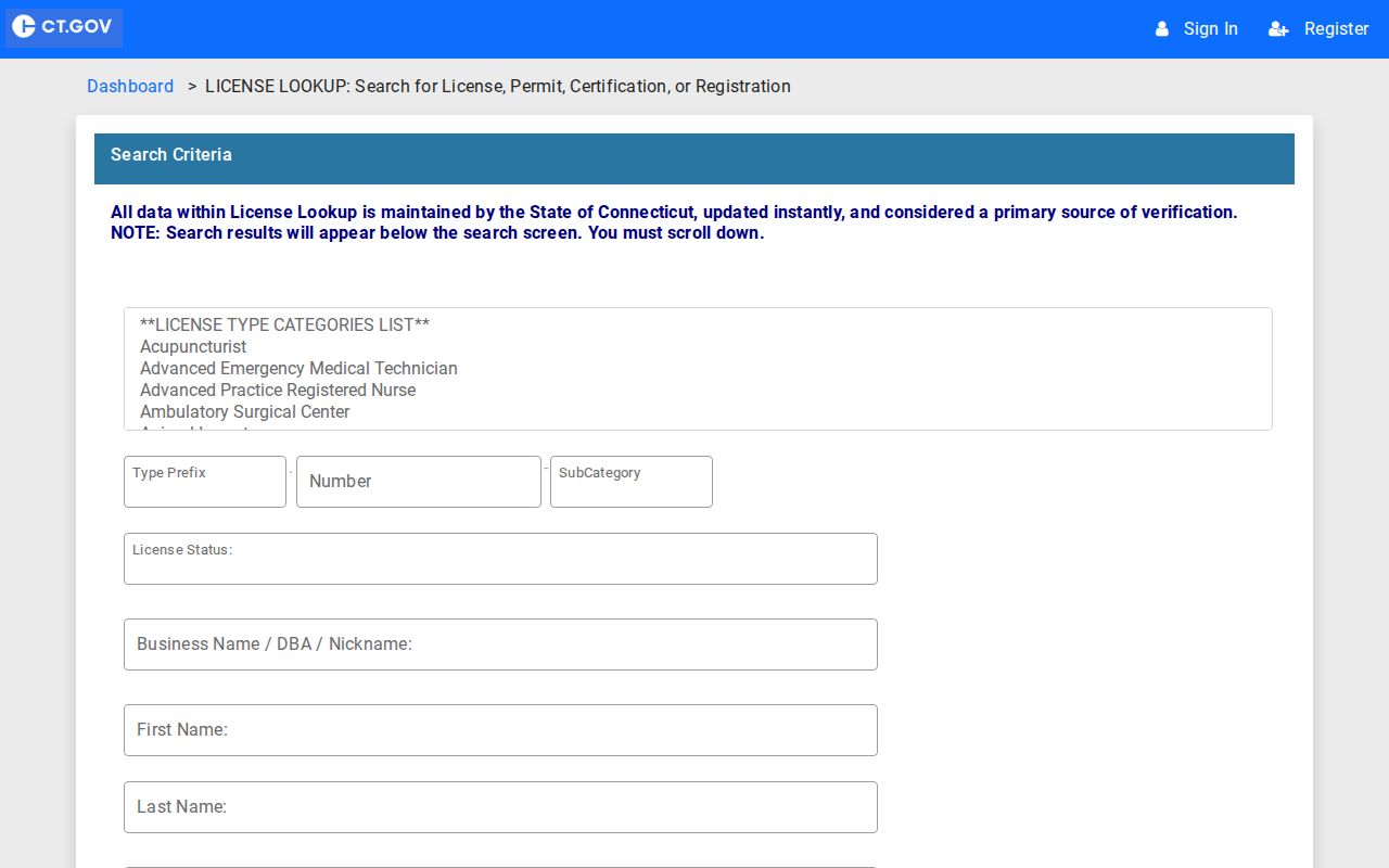East Haven resident lookup eLicense credential search