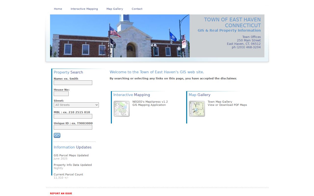 East Haven street directory GIS parcel search