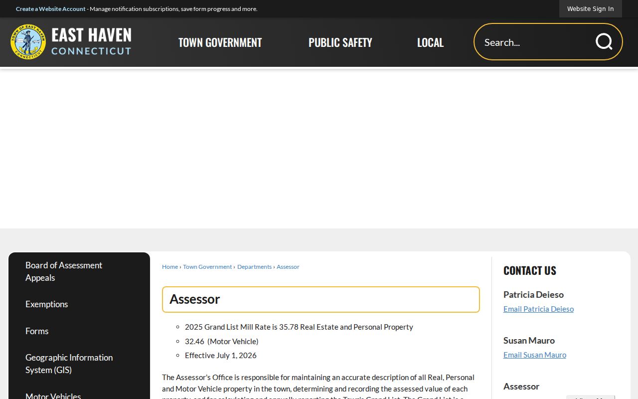 East Haven street directory Assessor records office