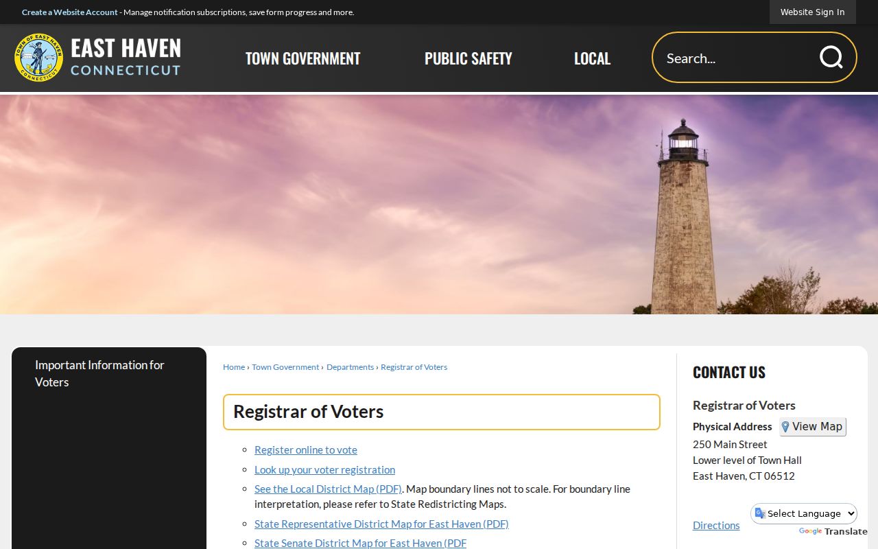 East Haven ZIP code Registrar of Voters records